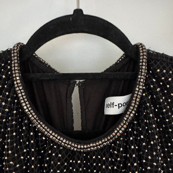 Self-Portrait black studded jersey midi dress (Sm-6) - Picture 10 of 11